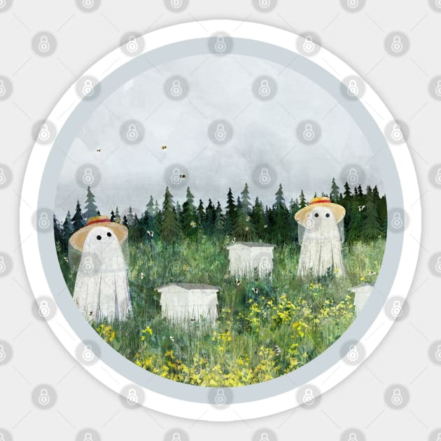 Ghost beekeepers Sticker by KatherineBlowerDesigns